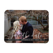 Modern script | Aangepaste foto slaat de datum op Magneet (Horizontaal)