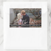 Modern script | Aangepaste foto slaat de datum op Rechthoekige Sticker (Tas)