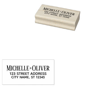 Modern Script Aangepaste Namen Trouwpaar Adres Rubberstempel