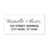 Modern Script Aangepaste Namen Trouwpaar Adres Rubberstempel (Afrduk)