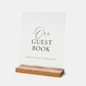 Modern Script Acrylic Wedding Guest Book Sign (Angle)