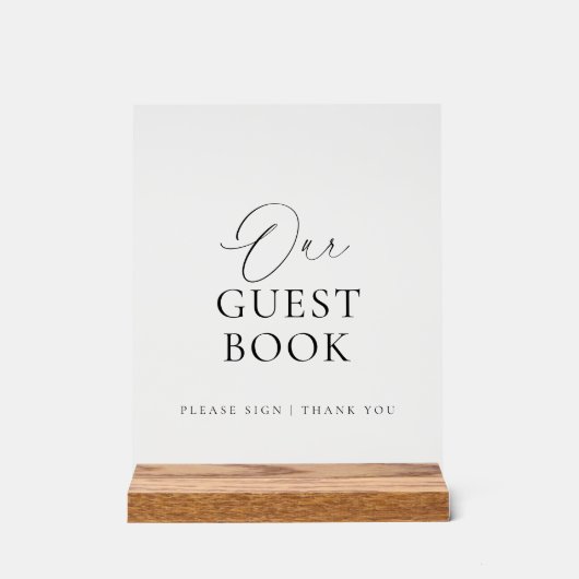 Modern Script Acrylic Wedding Guest Book Sign Acryl Bord (Voorkant)