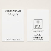 Modern Script Add Logo White Earring Display Cards (Devant & derrière)