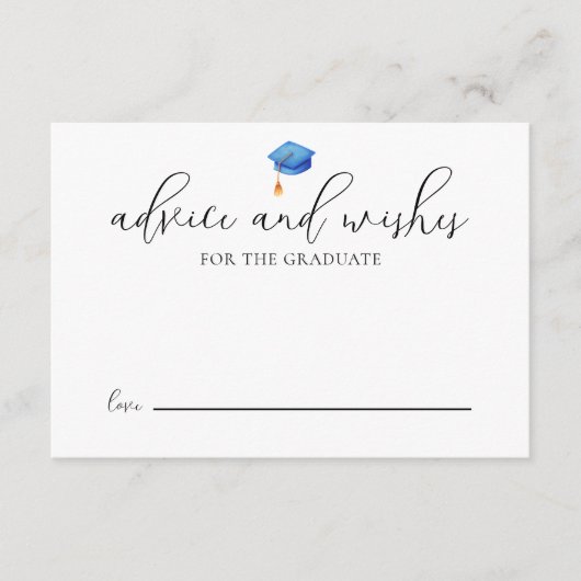 Modern Script Afstudeerder Advies Blauw Afstuderen Informatiekaartje (Voorkant)
