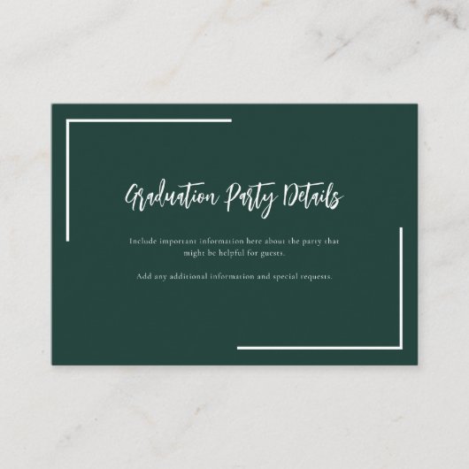 Modern Script Afstuderen 2025 Afstudeerder Party Informatiekaartje (Voorkant)