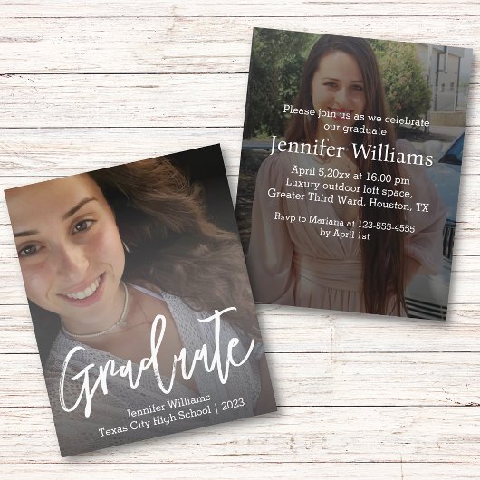 Modern Script afstuderen 2025 Fotouitnodiging