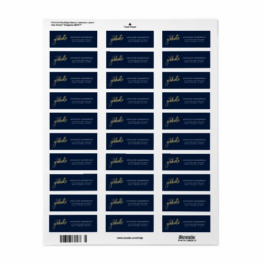 Modern Script Afstuderen 2025-teruggaveadres Etiket (Full Sheet)