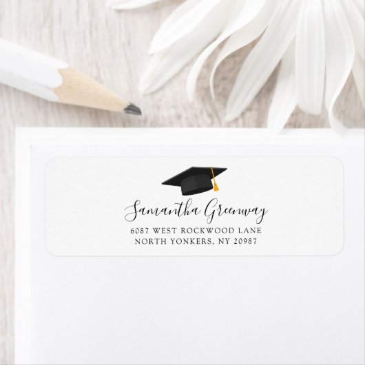 Modern Script Afstuderen 2025-teruggaveadres Etiket (Insitu)