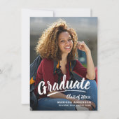 Modern Script Afstuderen 2-zijdig fotofeest Aankondiging (Voorkant)