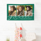 Modern script afstuderen 3 foto groen afstuderen spandoek (Insitu)
