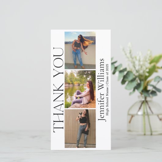 Modern Script afstuderen 3 Photo Booth 2025 Bedankkaart (Staand voorkant)