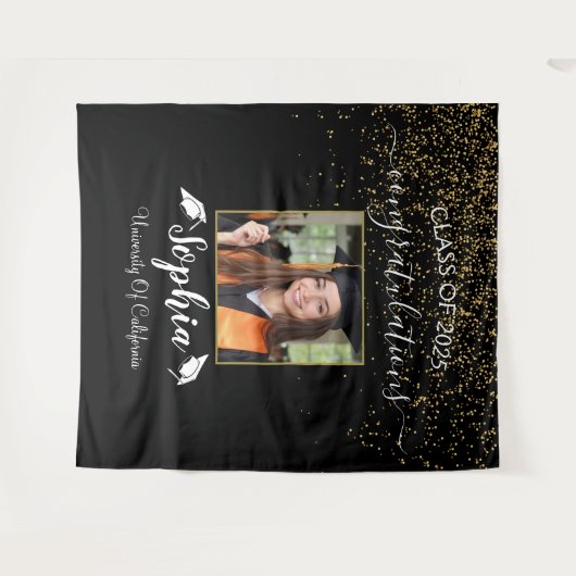 Modern Script Afstuderen Achtergrond | Afstuderen  Wandkleed (Voorkant (horizontaal))