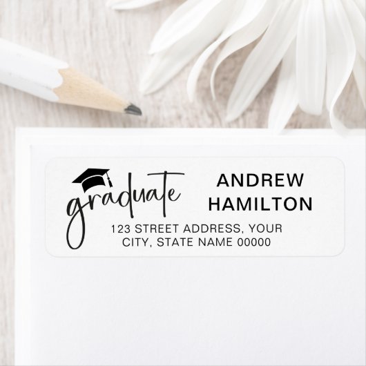 Modern Script Afstuderen Afstuderen Chic-adres Etiket (Insitu)