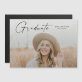 Modern script Afstuderen Afstuderen foto Magnetische Uitnodiging (Voorkant / Achterkant)