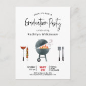 Modern script Afstuderen BBQ Party Invitation Briefkaart (Voorkant)