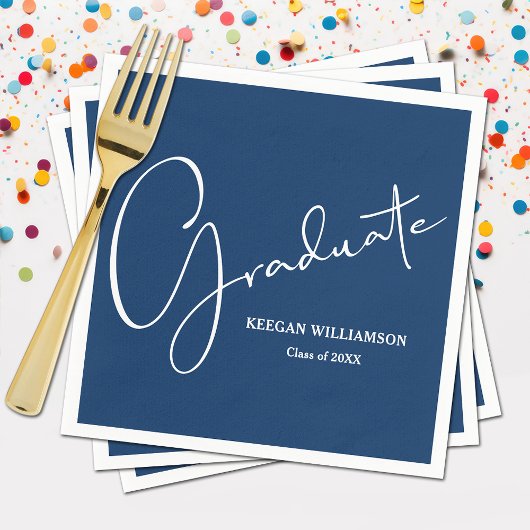 Modern Script Afstuderen Blauw Servet