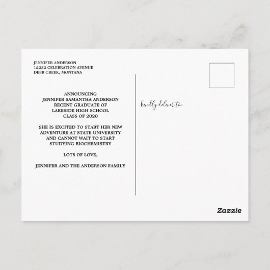 Modern Script-Afstuderen Briefkaart (Achterkant)
