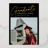 Modern Script Afstuderen foto geometrisch Afstuder Folie Uitnodiging (Voorkant)