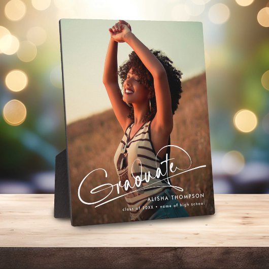 Modern Script Afstuderen Foto Gift Afstuderen Fotoplaat