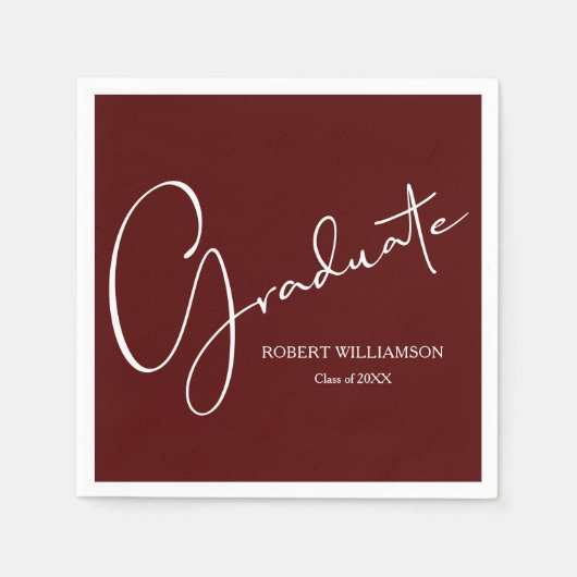 Modern Script Afstuderen Maroon Servet (Voorkant)