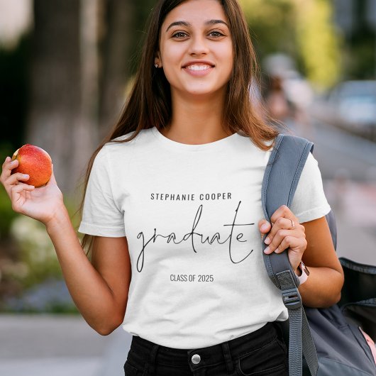 Modern Script Afstuderen naam 2025 Afstuderen T-shirt