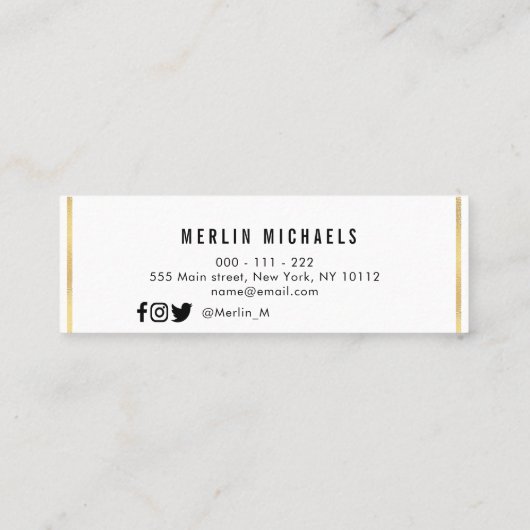 Modern script afstuderen naam invoegkaart mini visitekaartje (Achterkant)