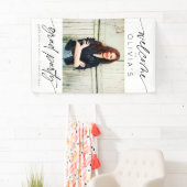 Modern Script Afstuderen Party Foto Welkom Spandoek (Insitu)