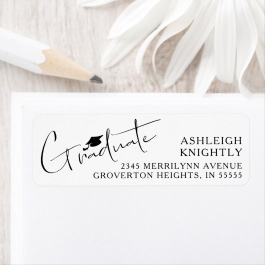 Modern Script Afstuderen Pet Aangepaste kleuren Etiket (Insitu)