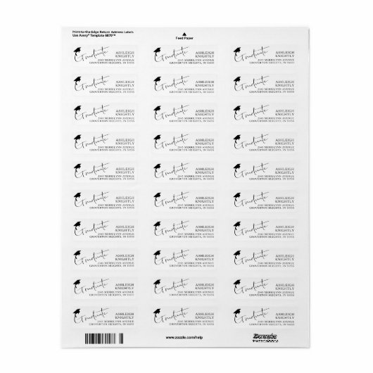 Modern Script-Afstuderen Pet Etiket (Full Sheet)