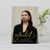 Modern Script Afstuderen Photo Arch-Afstuderen Folie Uitnodiging (Staand Voorkant)