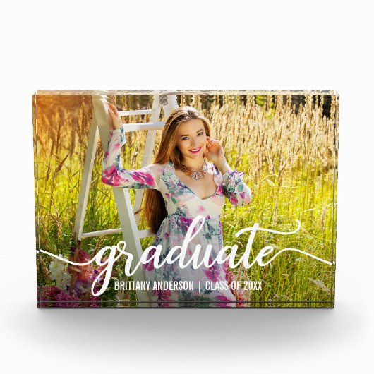 Modern Script Afstuderen Photo Block Fotoblokken (Voorkant)