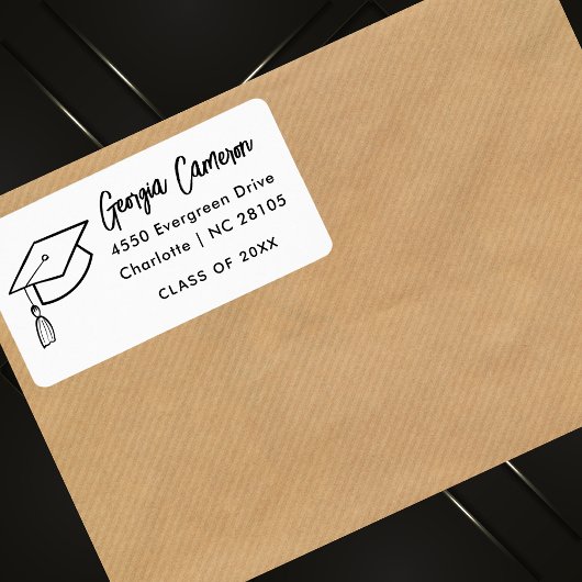 Modern Script Afstuderen Return Address Label