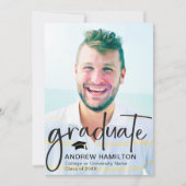 Modern Script Afstuderen twee foto-Afstuderen cool Aankondiging (Voorkant)