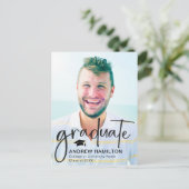 Modern Script Afstuderen twee foto-Afstuderen cool Aankondigingskaart (Staand voorkant)