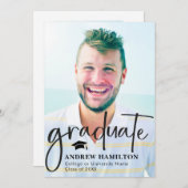 Modern Script Afstuderen twee foto-Afstuderen cool Kaart (Voorkant / Achterkant)