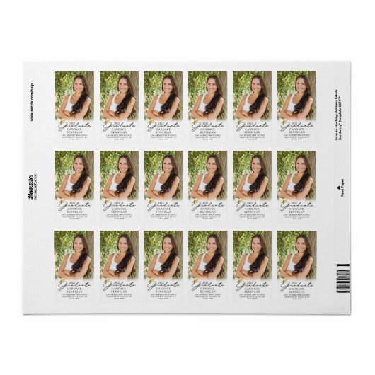 Modern script Afstuderen zwart Pet met foto's Etiket (Full Sheet)