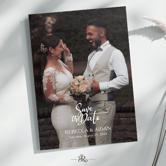 Modern Script All in One Photo Wedding Invitation