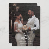 Modern Script All in One Photo Wedding Invitation (Devant / Derrière)