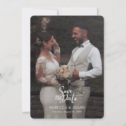Modern Script All in One Photo Wedding Invitation (Devant)