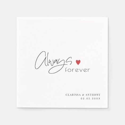 Modern Script Altijd en voor altijd bruiloft serve Servet (Voorkant)
