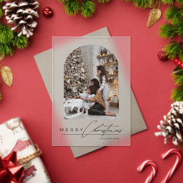 Modern Script Arch Family Photo Christmas Card Acryl Uitnodigingen