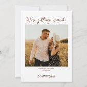 Modern Script Autumn Foliage Bewaar de datumfoto Feestdagenkaart (Achterkant)