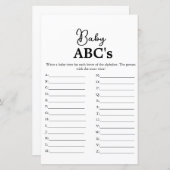 Modern script Baby Abc's baby shower spel (Voorkant / Achterkant)