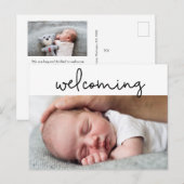 Modern Script Baby Foto Geboorte Aankondiging Kaar (Voorkant / Achterkant)