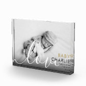 Modern Script Baby Geboortestatistieken Fotoblokken (Rechts)