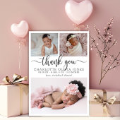Modern Script Baby Girl Photo Collage Birth  Aankondiging