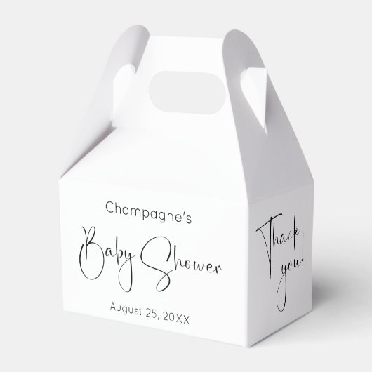 Modern Script-Baby shower Bedankt voor de vakken Bedankdoosjes (Voorkant Zijde)