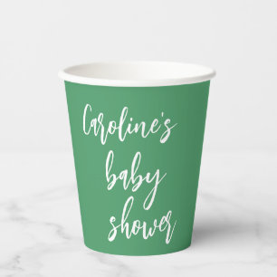 Modern Script Baby shower Custom Kelly Green Papieren Bekers