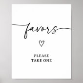 Modern Script Baby shower Favors Sign Poster (Voorkant)
