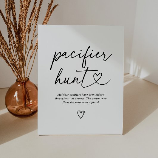 Modern Script Baby shower Fopspeen Hunt Teken Reclamebord Met Voetstuk